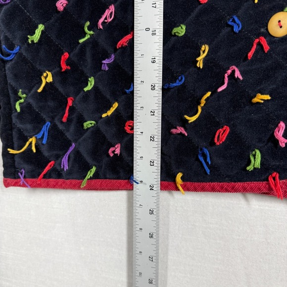 Vintage New Direction Jacket Womens M Navy Velvet Colorful Quilted Artsy Unique - Picture 7 of 12